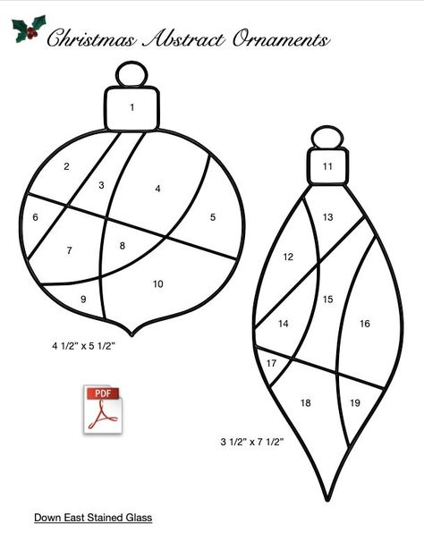 Christmas Abstract Ornaments Stained Glass Patterns  PDF 2 sizes Abstract Ornaments, Christmas Abstract, Stained Glass Patterns Free, Stained Glass Decor, Stained Glass Ornaments, Stained Glass Christmas, Christmas Ornament Pattern, Stained Glass Crafts, Paper Piecing Quilts