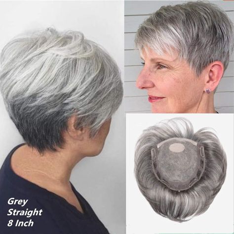 【🔥Clearance Sale: Buy 2 Get 1 Free】New Arrival Lightweight Remy Short Hair Topper, Hot Sale Now Grey Hair Topper, Grey Hair Pieces, Clip In Hair Pieces, Dunner Wordend Haar, Hair Topper, Magic Hair, Synthetic Hair Extensions, Hair Density, Hair Toppers