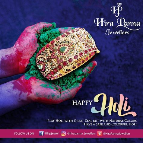 Play Holi with Great Zeal but with Natural Colors. Have a Safe and Colorful Holi. Happy Holi! . #jewels #jewellery #celebration #fun #festival #colorful #bridalcollection #gold #diamond #rings #fashion #watches Holi Post For Jewellery Brand, Holi Jewellery Creative Ads, Holi Jewellery, Holi Ideas, Jewellery Poster, Holi Happy, Holi Poster, Holi Wishes, Typographic Logo Design