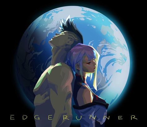 Cyberpunk Lucy And David, Lucy And David, Cyberpunk Lucy, Cyberpunk, The Moon, Moon, Anime, Black