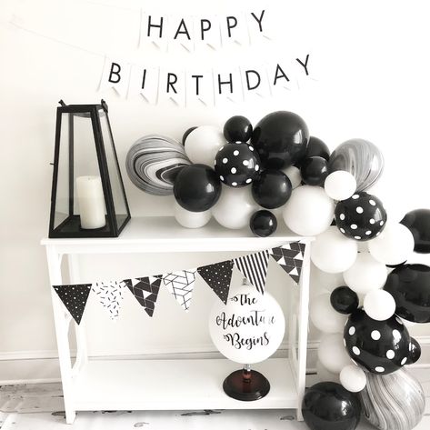 Black and White Birthday Party Decoration Monochrome Balloon | Etsy Monochromatic Party, Black And White Birthday Party, Black And White Party Decorations, Vintage Race Car Birthday, Black And White Birthday, White Birthday Party, Black And White Balloons, Black And White Party, White Party Decorations