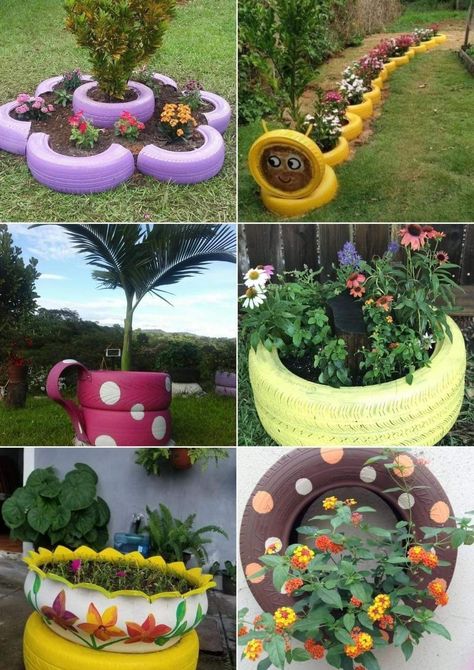 Tire Garden Ideas, Tire Garden, Diy Yard, Garden Yard Ideas, Raised Beds, Garden Decoration, Gardening Ideas, Garden And Yard, Yard Art