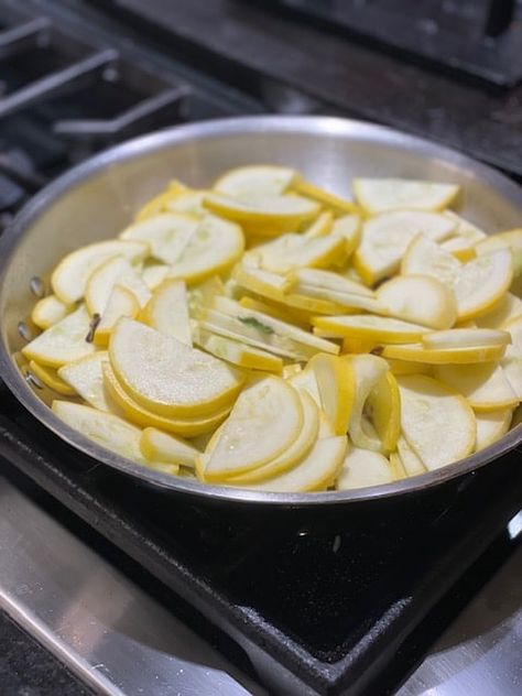 Sautéed Yellow Squash & Onions, Southern Style | At Home With GG Yellow Squash And Onions, Squash And Onions, Sauteed Yellow Squash, Cooking Yellow Squash, Pan Seared Chicken Breast, Seared Chicken Breast, Pan Seared Chicken, Squash Casserole, Yellow Squash