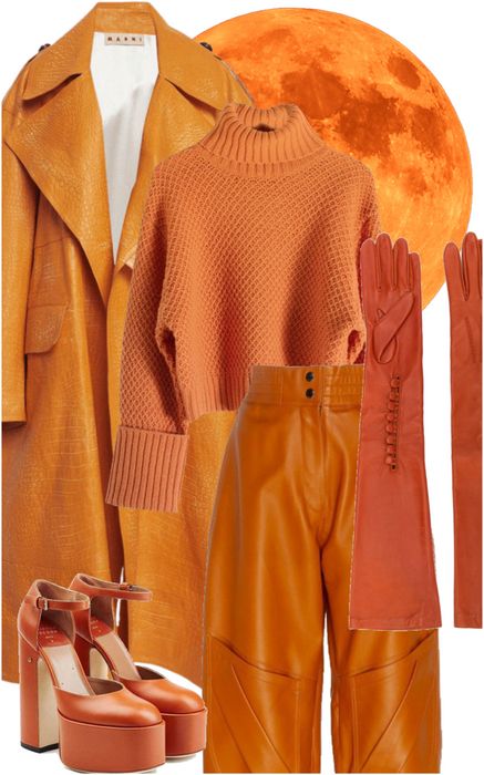 Orange Monochrome Outfit, Orange Monochromatic, Mode Monochrome, Orange Monochrome, Baby Orange, Outfit Polyvore, Monochromatic Outfit, Costume Inspo, Orange Outfit