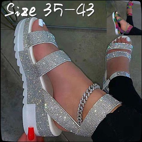 Door Shoes, Orthopedic Sandals, Glitter Sandals, Buckled Flats, Rhinestone Sandals, Shoe Tags, Chunky Heels Sandals, Fabulous Shoes, Silver Shoes