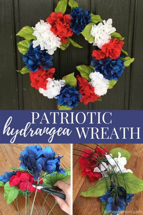 Fourth Of July Crafts For Kids, Summertime Crafts, Easy Diy Wreaths, Wire Wreath Forms, July Wreath, Hydrangea Not Blooming, Fourth Of July Decor, Flag Day, Diy Projects For Beginners