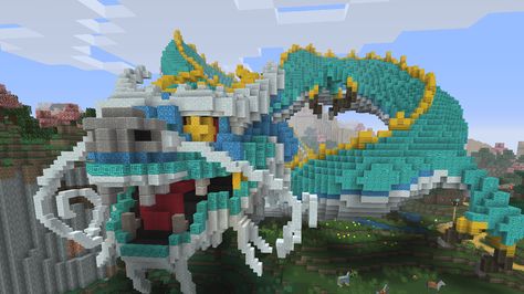 Minecraft Chinese Mythology Mash-Up Pack - Trailer The Minecraft Chinese Mythology Mash-Up Pack includes a pre-made world 41 new skins and 13 new music tracks for Minecraft: Console Edition. September 25 2016 at 01:30AM  https://www.youtube.com/user/ScottDogGaming Chinese Dragon Minecraft, Dragon Banner Minecraft, Minecraft Dragon Build, Minecraft Palettes, Cool Minecraft Banners, Dragon Banner, Fantasy Minecraft, Minecraft Houses For Girls, Minecraft Houses Survival