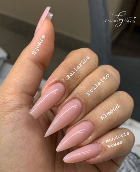 Ballerina Nails Shape, Acrylic Nail Shapes, Different Nail Shapes, Simple Acrylic Nails, Dots Nails, Ballerina Nails, Pink Nail, Acrylic Nails Coffin, Pretty Acrylic Nails