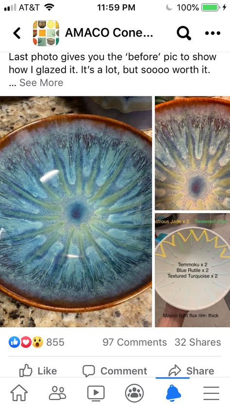 Clay Experiments, Glazing Inspiration, Ceramics Pottery Bowls, Glaze Combos, Glaze Ideas, Amaco Glazes, Pottery Glaze, Beginner Pottery, Ceramic Glaze Recipes