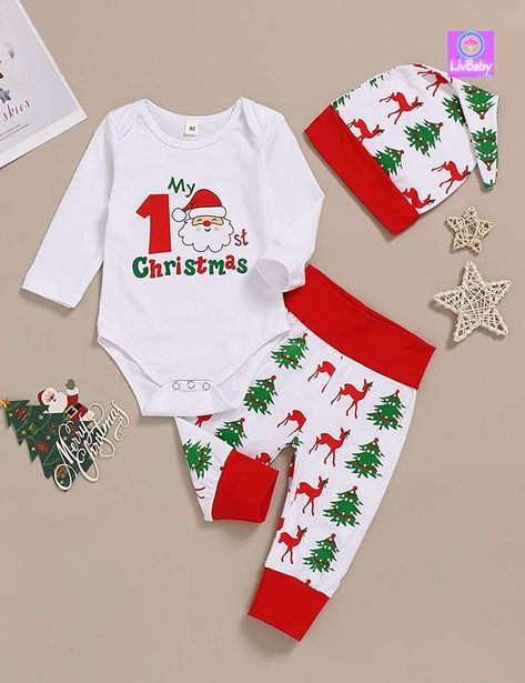 Christmas Clothes Kids, Newborn Christmas Outfit Boy, My First Christmas Onesie, Newborn Baby Outfits, Christmas Baby Clothes, My First Christmas Outfit, Baby Boy Christmas Outfit, Baby Boy Outfits Swag, Boys Christmas Outfits