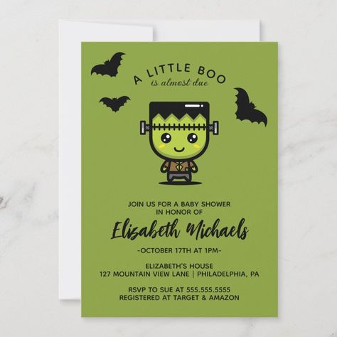 BABY SHOWER  Halloween Cute Frankenstein Note Card  Zazzle Cute Frankenstein, Elizabeth House, Baby Shower Halloween, Halloween Cute, Note Card, Frankenstein, Baby Shop, Note Cards, Wedding Stationery