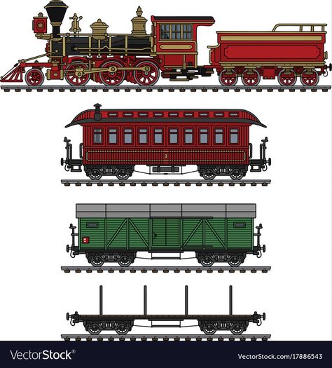 Train Artwork, Pullman Car, Train Drawing, Model Railway Track Plans, Train Cars, Rail Transport, Old Trains, Old Train, Steam Train