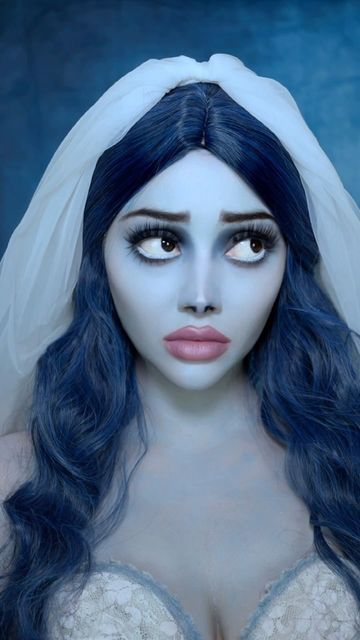 Corpse Bride Makeup Easy, Corpse Bride Veil, Corpse Bride Emily Alive, Pfp Corpse Bride, Emily Corpse Bride Costume, Corpse Bride Makeup, Emily Corpse Bride, Corpse Bride Costume, Bride Costume