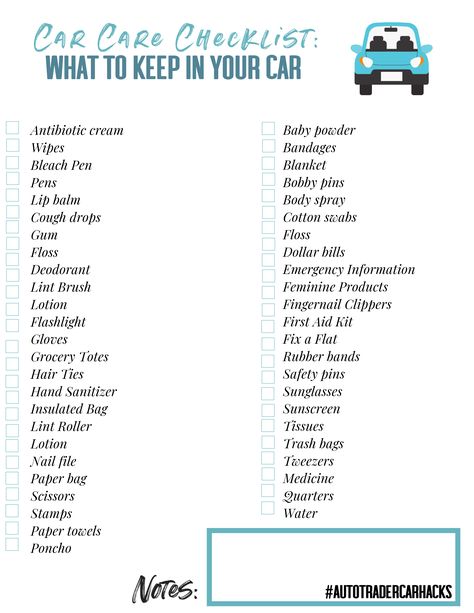 Use this printable car care checklist to keep your car fully stocked for emergencies on the road! Car Care Checklist, Car Must Haves, Car Checklist, Check Lists, Car Life Hacks, Car Facts, Auto Maintenance, Car Emergency Kit, Car Care Tips