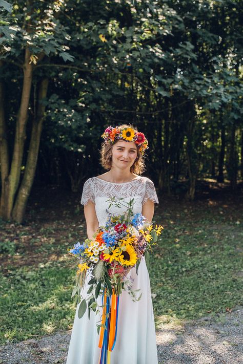 White flower crown wedding