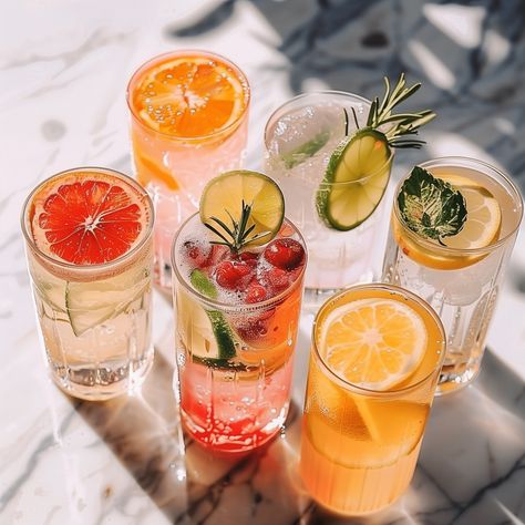 Refresh with a citrus and herb-infused tonic bursting with cranberry! Mix oranges, lemons, limes, cranberries, rosemary, and mint in a pitcher. Add sparkling water and ice, then sweeten to taste. Infuse for 10-15 mins, then serve over ice. Garnish with extra rosemary or citrus slices. Enjoy! #water #hydration #summerdrink #recipe #diy #tips #lifehacks Sparkling Water Cocktails, Lemon And Orange Water, Orange Infused Water, Sparkling Water With Fruit, Korean Citrus Tea, Citrus Infused Water, Infused Water Pitcher, Sparkling Water Cocktail, Sparkling Water Recipes