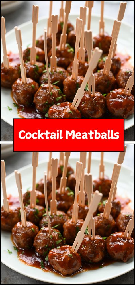 Delight your guests with these irresistible Cocktail Meatballs! 🍽️✨ Perfect for parties, game days, or any gathering, these savory bites are coated in a tangy sauce that packs a flavorful punch. Made with a blend of ground meat and spices, they’re easy to prepare and will be the hit of the buffet. Serve them warm with toothpicks for a fun and tasty appetizer that everyone will love! #CocktailMeatballs #PartyAppetizers #FingerFood #EasyRecipes Cocktail Meatball Recipes, Toothpick Appetizers, Cocktail Meatballs, Party Bites, Savory Bites, Family Friendly Dinners, Appetizer Bites, Meatballs Recipe, Ground Meat