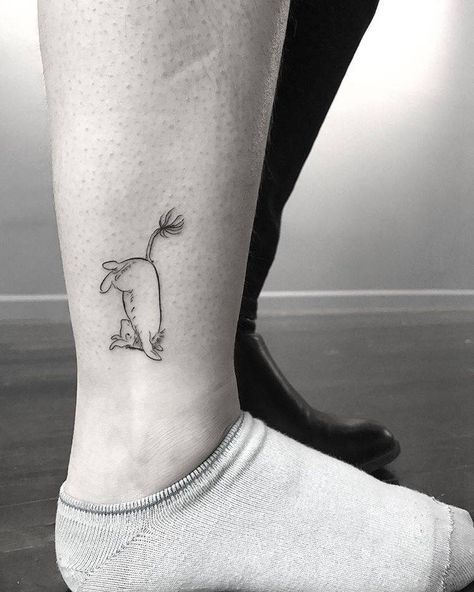 Disney Minimalist Tattoo, Eeyore Tattoo, Winnie The Pooh Tattoos, Disney Minimalist, Ankle Tattoos For Women, Princess Tattoo, Cute Tiny Tattoos, Time Tattoos, Friend Tattoos