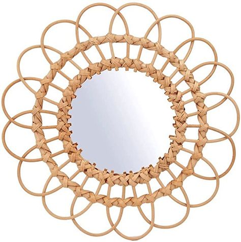 Sass & Belle: Rattan Mirror - Medium: Wall-Mounted Mirrors: Amazon.com.au Boho Modern Living Room, Interior Design Apps, Bathroom Corridor, Round Makeup, Boho Mirror, 70s Home Decor, Rattan Mirror, Round Wall Art, Modern Fireplace