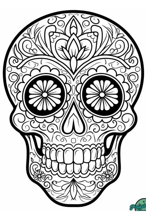 Celebrate Cinco de Mayo with our Artistic Skull Coloring Pages! Perfect for both kids and adults, these unique designs combine artistic expression with traditional Mexican motifs. Download, print, and color your way to a festive celebration! #CincoDeMayoColoring #ArtisticSkull #MexicanArt #PrintableColoringPages #ColoringForAllAges Sugar Skull Design Pattern, Coloring Pages Geometric, Mexican Motifs, Coloring Pages Detailed, Intricate Coloring Pages, Mexican Halloween, Castle Coloring Page, Relaxing Coloring Pages, Skull Drawings