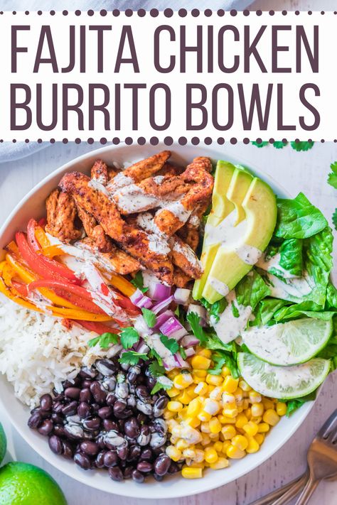 fajita chicken burrito bowls Meal Prep Gluten Free, Pan Chicken Breast, Chipotle Copycat, Chicken Fajita Bowl, Chicken Burrito Bowls, Fajita Chicken, Fajita Bowls, Chicken Burrito, Chicken Burrito Bowl