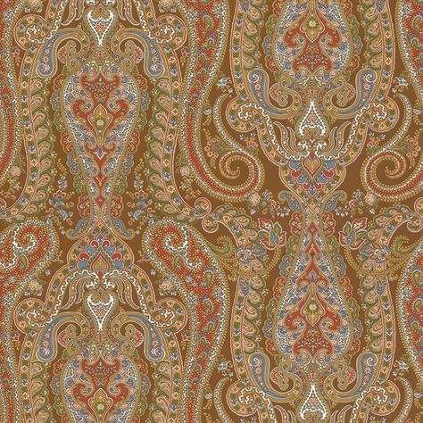 Schumacher - Isabella Paisley Mink Wallpaper, Wallpaper Room Ideas, Tan Home Decor, Tan Bedding, Powder Room Bathroom, Sample Library, Middle Eastern Design, Tapestry Embroidery, Schumacher Wallpaper