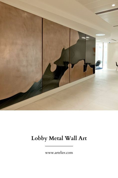 Discover the latest trends in metal wall sculpture art. From sleek and modern pieces to traditional gilded effects, we have something that will suit your style. Our curators have hand-selected each piece for its quality, craftsmanship, and ability to add a touch of luxury to any room.#metalwallart #metalwallsculpture #metallicfinish Unique Wall Panelling Design, Vestibule Design Entrance, Featured Wall Ideas, Goa Bungalow, Lobby Feature Wall, Pop Wall Design, Poster Wall Design, Lobby Wall Design, Wooden Wall Cladding