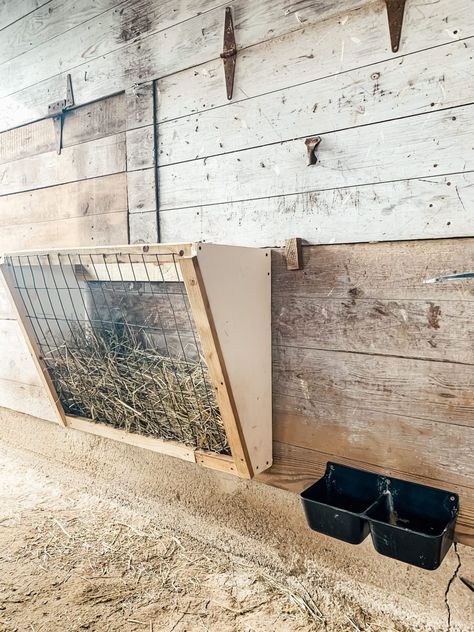 How to Build a Wall Mount Hay Feeder - Midcounty Journal Diy Small Hay Feeder, Livestock Hay Feeder, Diy Goat Milking Stand, Diy Goat Hay Feeder, Goat Stand, Diy Hay Feeder, Sheep Feeders, Goat Hay Feeder, Hay Feeder For Horses