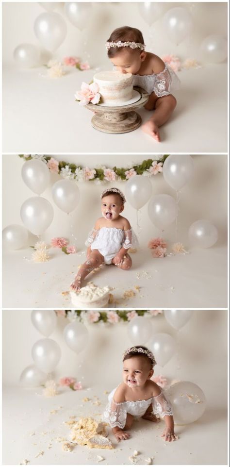 Happy Birthday Baby Girl, First Birthday Milestone, Baby Birthday Photoshoot, First Birthday Photography, 1st Birthday Girl Decorations, Michelle Lee, 1st Birthday Party For Girls, Baby Cake Smash, 1st Birthday Pictures