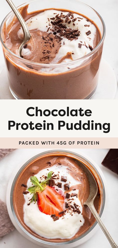 This chocolate protein pudding is made with Greek yogurt and whey protein powder and cocoa powder. It’s delicious, creamy, packed with 45 grams of protein and comes together in just five minutes! Protein Pudding Recipe Greek Yogurt, Recipes Using Whey Protein Powder, Protein Powder In Yogurt, Egg White Protein Powder Recipes Keto, Protein Pudding Fairlife, Optimum Nutrition Whey Recipes, Gold Standard Whey Protein Recipes, Cool Whip Protein Powder Dessert, Whey Isolate Protein Powder Recipes