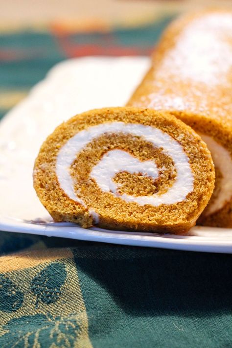 Dairy-Free Pumpkin Roll Recipe - A twist on Libby's Classic Recipe Libbys Pumpkin Roll, Pumpkin Roll Recipe, Mascarpone Recipes, Pumpkin Roll Cake, Pumpkin Rolls Recipe, Dairy Free Pumpkin, Dairy Free Cream, Pumpkin Roll, Roll Recipe