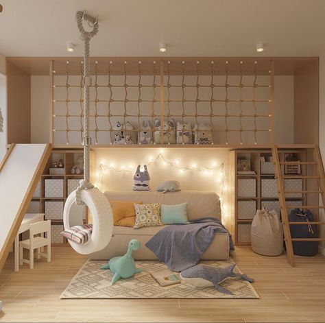 Gathre Arc Playset, 2 Level Playroom, Indoor Treehouse Playroom, Fun Boys Bedroom Ideas, Cool Playroom Ideas, Playroom Small, Unique Kids Bedrooms, Dream Playroom, Modern Childrens Room