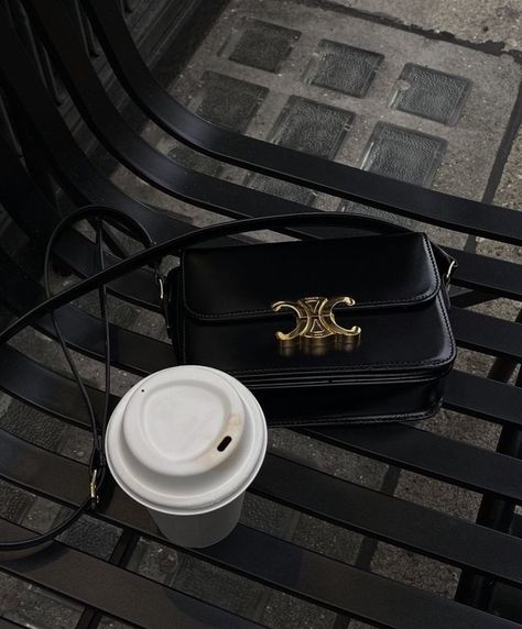 Triomphe Bag, Black And Gold Aesthetic, Versace Bag, Bag Obsession, Luxury Crossbody, Gold Aesthetic, Buying Process, Gold Bag, Luxury Aesthetic