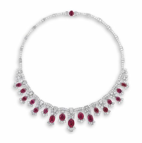 A RUBY AND DIAMOND NECKLACE | necklace, diamond | Christie's Diamond Infinity Necklace, Beautiful Diamond Necklace, Ruby And Diamond Necklace, Black Diamond Earrings Studs, Diamond Tennis Necklace, Diamond Jewelry Necklace, Necklace Diamond, Ruby Necklace, Infinity Necklace