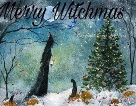 Merry Witchmas Cat Winter, Baba Jaga, Happy Black Friday, Pagan Art, Halloween Gothic, Witch Cat, Season Of The Witch, Witch Art, Winter Solstice