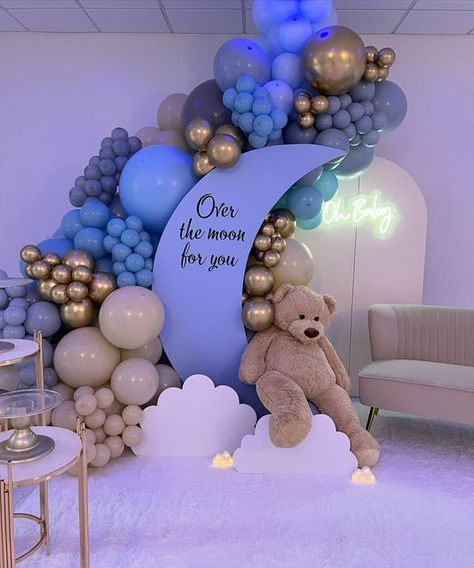 Moon Baby Shower Theme, Moon Stars Baby Shower, Babby Shower, Gender Reveal Baby Shower Themes, Star Baby Shower Theme, Bear Baby Shower Theme, Idee Babyshower, Baby Shower Theme Decorations, Baby Shower Deco