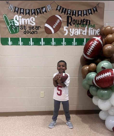 The cutest party for this little football-loving 5 year old and his baby brother! This was my first joint party birthday banner and I was HERE FOR IT🏈🥳 #footballparty #birthdayparty #firstyeardown #firstbirthday #birthdaypartydecor #birthdaypartyideas #handpaintedsigns #kraftpaper Football Love, I Was Here, Football Party, Baby Brother, Hand Painted Signs, Party Birthday, Birthday Banner, Kraft Paper, Birthday Party Decorations