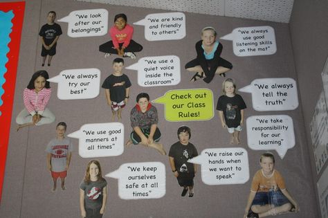 Use student photos with speech bubbles for classroom expectations Word Bubbles, Responsive Classroom, Student Photo, Class Rules, Classroom Organisation, Speech Bubbles, Classroom Behavior, Beginning Of The School Year, Classroom Rules