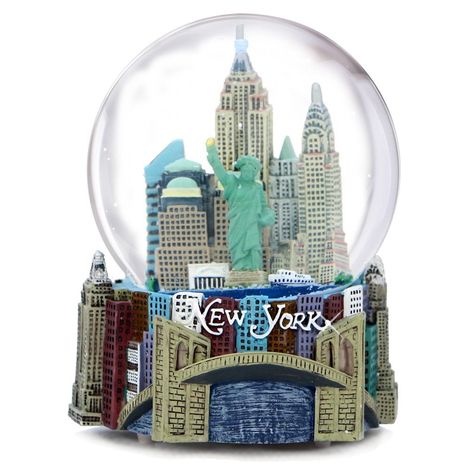 New York Snow Globe, Nyc Snow Globe, City Snow, Nyc Vacation, Nyc Landmarks, Musical Snow Globes, New York City Skyline, Grand Central Station, Vacation Memories