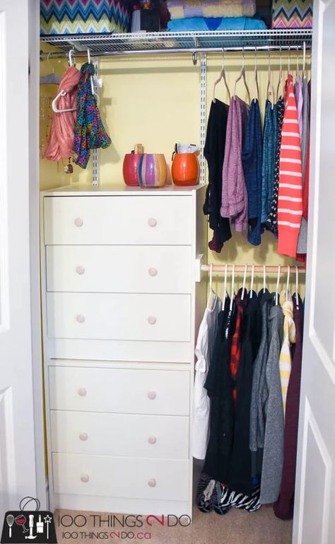 Ikea Rast Closet Hack, Closet Organization On A Budget, Organizing Ideas Closet, Rast Makeover, Rast Nightstand, Ikea Rast Nightstand, Ikea Rast Makeover, Wallpaper Closet, Closet Organizing Ideas