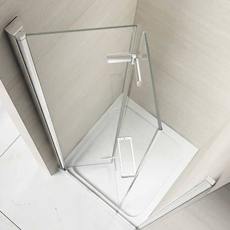 Merlyn 8 Series Frameless Hinged Bifold Shower Door Hinged Shower Door, Bifold Shower Door, Clean Shower Doors, Shower Door Installation, Mini Bad, Small Showers, Shower Cabin, Glass Shower Doors, Bathroom Layout