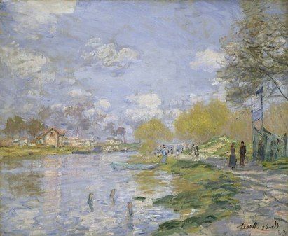 Claude Monet’s Springtime on La Grande Jatte (1878) Monet Paintings Original, Painting Widget, Ethereal Paintings, Michael Angelo, Field Paint, Laptop Screens, Figurative Kunst, Claude Monet Paintings, Claude Monet Art