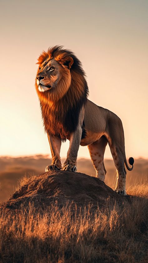 🌅🐾 Witness the awe-inspiring power of nature! A magnificent lion stands tall on a hill, surveying the sprawling savannah at sunset. This hyper-realistic shot captures the essence of strength and leadership, embodying the spirit of the wild. Filmed with the Alexa XL and Sony FX6, every detail is brought to life in stunning clarity. 🌍✨ #LionKing #NaturePhotography #Leadership #Strength #Wildlife #Cinematography #SavannahMagic #SunsetVibes... Leadership Strengths, Awesome Animals, Power Of Nature, A Hill, Stand Tall, Cuteness Overload, Awe Inspiring, Lion King, Wild Cats