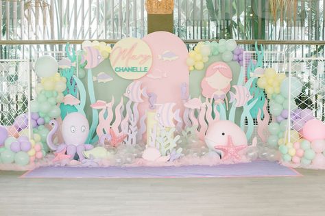 Under The Sea Birthday Backdrop, Under The Sea Backdrop Ideas, Aqua Theme Birthday Party, Under The Sea Party Decorations, Underwater Birthday, Birthday Mermaid, Party 2023, Under The Sea Theme, First Birthday Themes