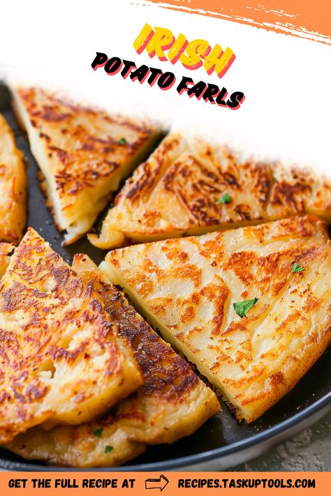 Discover the authentic taste of Ireland with our traditional Irish Potato Farls recipe. These delightful potato pancakes are crispy on the outside, soft on the inside, and perfect for breakfast or as a side dish. Made from simple ingredients, they are easy to prepare and can be enjoyed with butter, jam, or even as a base for savory toppings. Follow our step-by-step guide to make this comforting dish at home and bring a touch of Irish cuisine to your table. Perfect for food lovers looking to explore unique Irish Potato Farls, Farls Recipe, Potato Farls, Traditional Irish Breakfast, Full Irish Breakfast, Irish Potato, Irish Cuisine, Irish Potatoes, Potato Bread