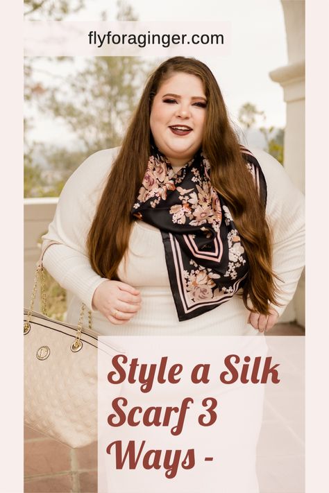 Plus size style. Style a silk scarf three ways! Style A Silk Scarf, Plus Size Dresses For Party, Style A Scarf, Silk Scarf Outfit, Plus Size Outfits Casual, Mid Size Outfits, Trendy Plus Size Dresses, Plus Size Clothing Stores, Plus Size Clothing Online