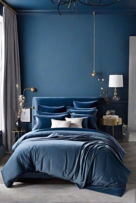 blue velvet paint, blue wall paint, bedroom wall paint, top picks for bedroom Velvet Wall Paint, Blue Ceiling Bedroom, Best Paint Brand, Bedroom Palette, Beige Kitchen Cabinets, Velvet Wall, Velvet Bedroom, Accessible Beige, Blue Ceilings