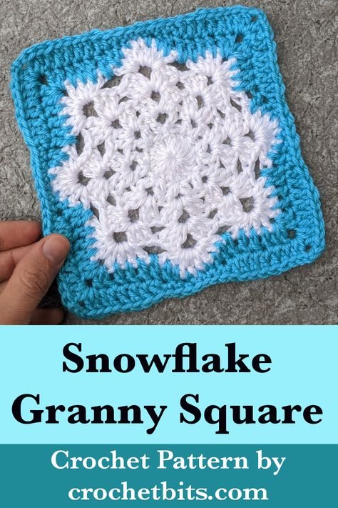 Crochet Snowflake Granny Square Pattern Snowflake Crochet Pattern Free Granny Squares, Snowflake Crochet Square, Granny Squares Christmas, Firework Granny Square, Crochet Snowflake Granny Square Pattern, Snowflake Pillow Crochet Pattern Free, Disney Granny Square Crochet Pattern, Granny Square Snowflake Pattern, Christmas Granny Square Crochet Patterns Free