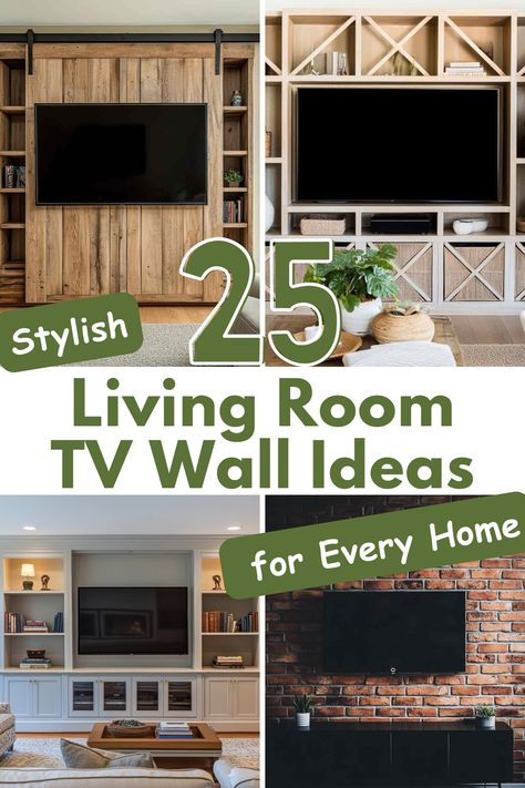 Find inspiration with these 25 stylish Living Room TV Wall Ideas! Get tips on how to create a TV wall that enhances your space and keeps everything organized. #LivingRoomDecor #TVWall #HomeDesign #LivingRoomInspiration #InteriorDesignTips Vintage Tv Wall Design, Panel Wall Behind Tv, Lighted Tv Wall, Living Room Tv Wall Ideas Mount Tv Media Consoles, Living Room Tv Mounted On Wall, Wall Hanging Tv Ideas, Tv Wall Panel Design Tv Units, 100 Inch Tv On Wall Ideas, What To Put Around Tv On Wall