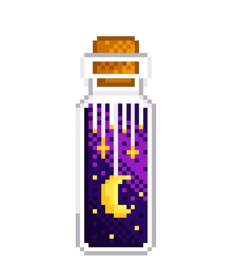 Pixel Art Potion Bottle, Pixel Potion, Easy Perler Beads Ideas, Arte 8 Bits, 8bit Art, Diy Perler Bead Crafts, Hama Bead, Pixel Art Grid, Pixel Design